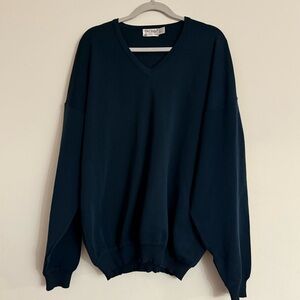 ST. CROIX Knits Mens Sweater‎ 100% Merino Wool V-Neck Size XLarge Long Navy Blue